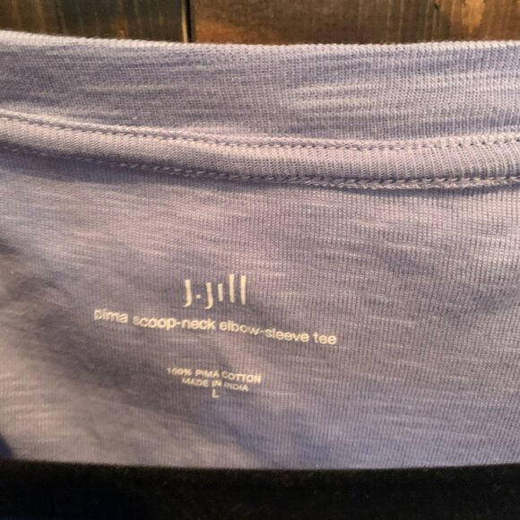 J.Jill Pima Scoop Neck Elbow Sleeve Tee Size L - Picture 2 of 4